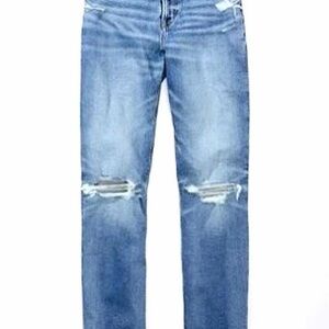 AE Stretch Curvy Ripped Straight Jean | Size 2 Regular | Medium Wash